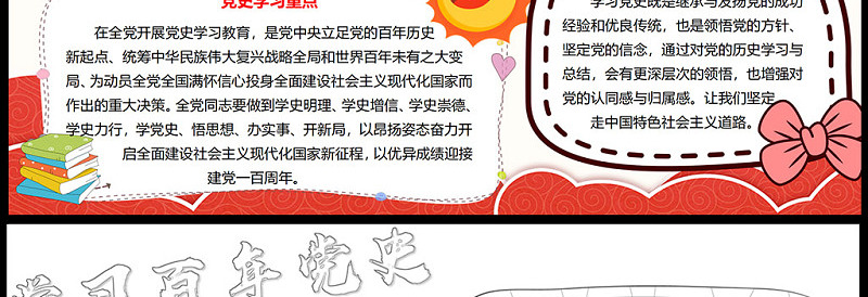2021学习百年党史绘就光辉历程手抄报含线稿小报模板