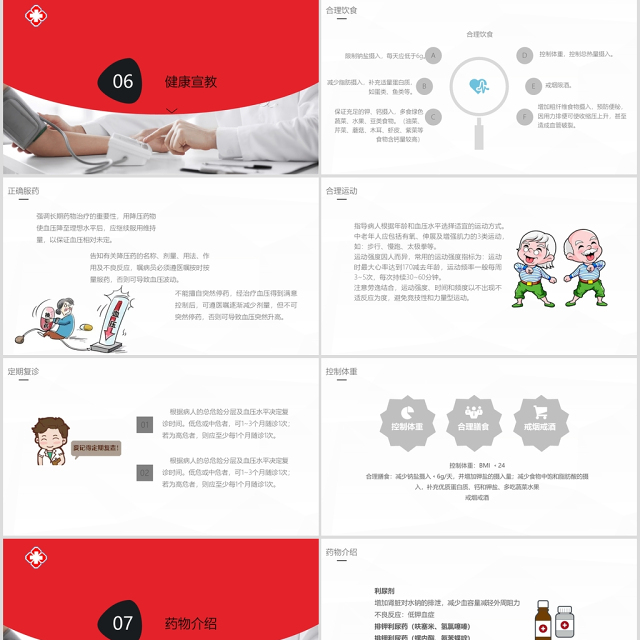 简单卡通版高血压的护理业务医疗相关PPT模板
