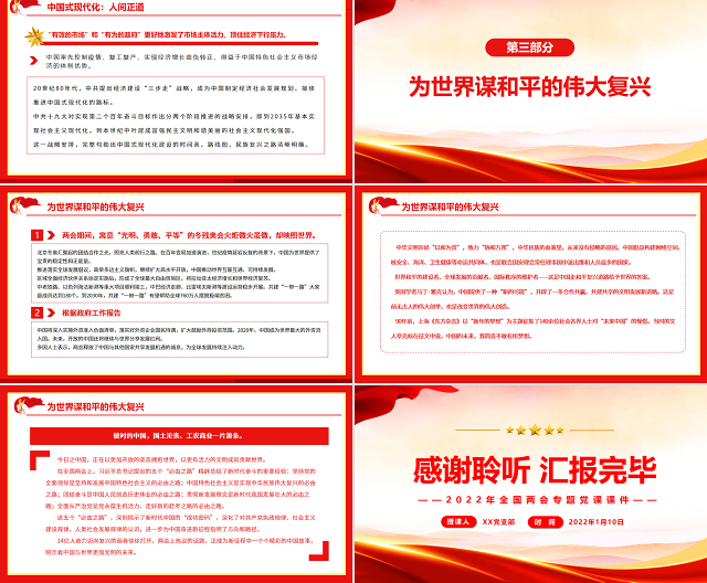 从两会看“中国梦”新征程PPT精美简洁风2022年全国两会专题党课课件