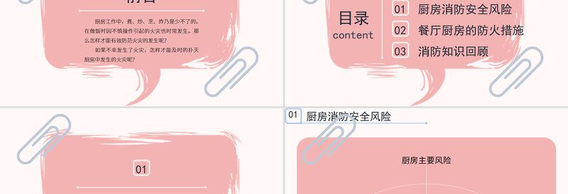 酒店厨房消防知识培训PPT清新简洁普及消防知识PPT