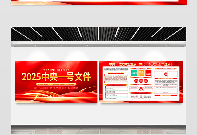 2025中央一号文件展板红色光效进一步深化农村改革扎实推进乡村全面振兴要点宣传栏