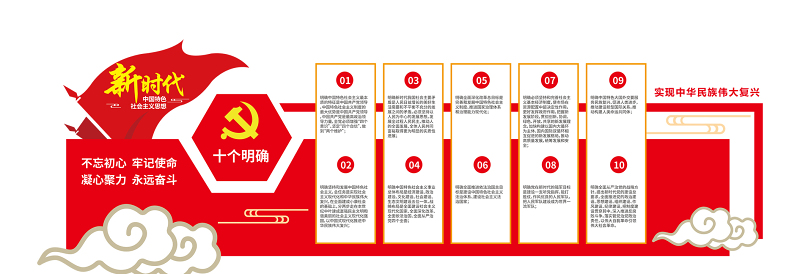 新时代中国特色社会主义思想十个明确文化墙模板