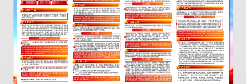 2022关于《中国共产党章程(修正案)》的决议展板红色党政风二十大党章修正案学习教育宣传栏设计模板