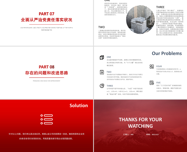 2021全国国有企业党的建设工作会议精神PPT贯彻落实回头看情况自查报告工作汇报总结模板下载