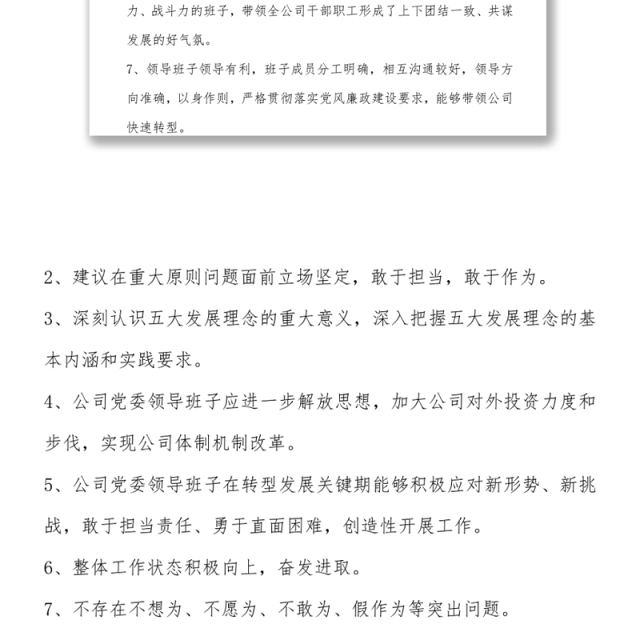 2021年度民主生活会征求意见汇总表