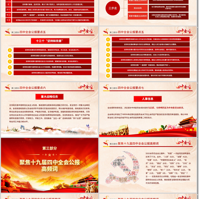 原创大气红色十九届四中全会公报解读PPT