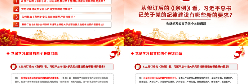 党纪学习教育的四个关键问题PPT党建风党的纪律建设专题党课