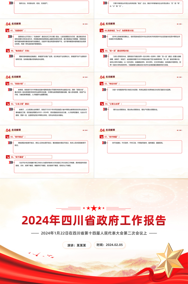一文读懂2024四川省政府工作报告PPT红色精美政府工作汇报党课