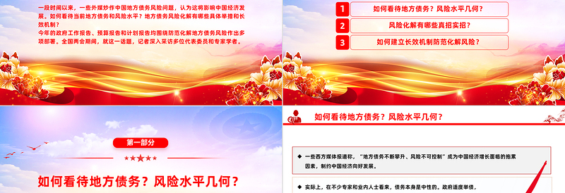 两会中国经济问答之三PPT大气简洁中国如何防范化解地方债务风险课件