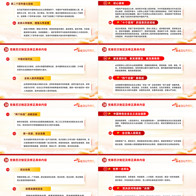 2022二十大党章的30个重要修改PPT红色精美党政风学习宣传贯彻党的二十大精神专题党课课件模板