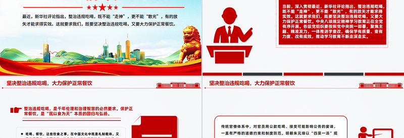 党政风坚决整治违规吃喝大力保护正常餐饮PPT作风建设党课