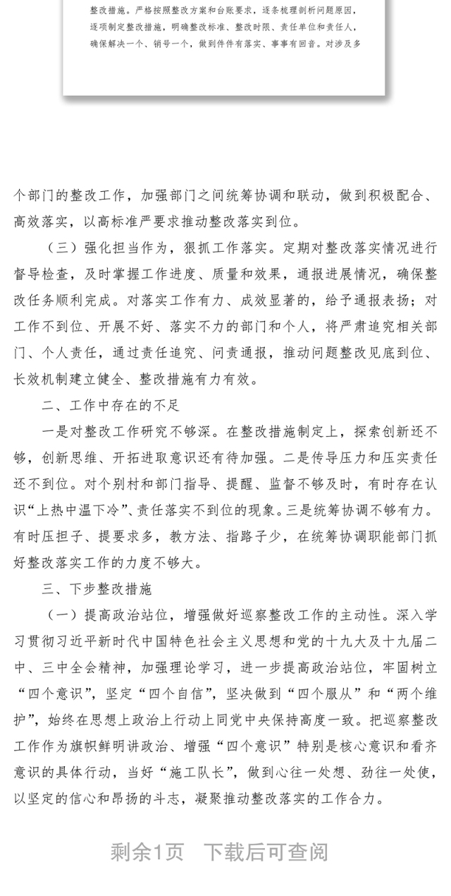 2021镇党委书记履行第一责任人责任抓好巡察整改落实情况的汇报