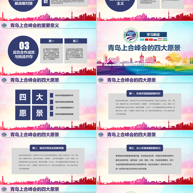 地域党课学习解读上合组织2018青岛峰会弘扬上海精神PPT模板