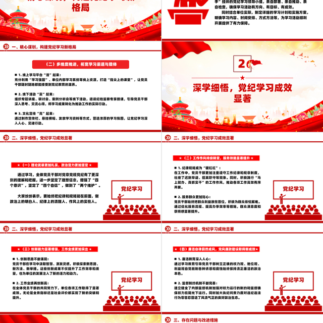 大气创意2024年党纪学习成效汇报材料PPT下载