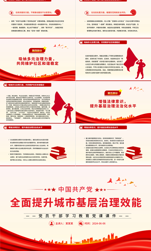 推进全面提升城市基层治理效能PPT党政风党员干部学习教育党课课件
