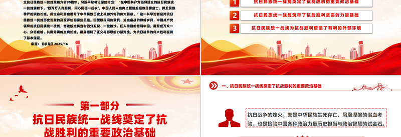 红色简洁抗日民族统一战线是抗战胜利的基本保证PPT课件