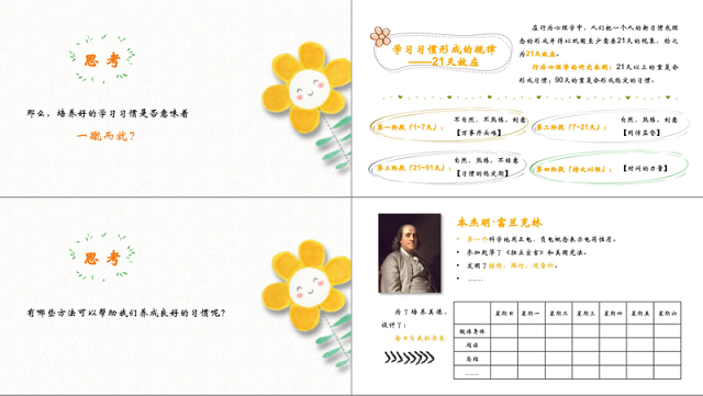 习惯的力量清新手绘主题班会PPT模板