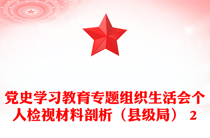 党史学习教育专题组织生活会个人检视材料剖析(县级局) 2