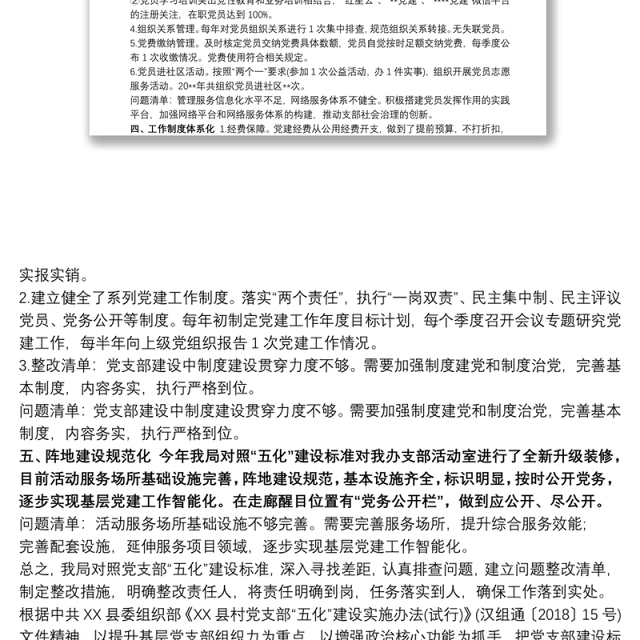 某单位党支部“五化”建设自查报告党支部自查报告