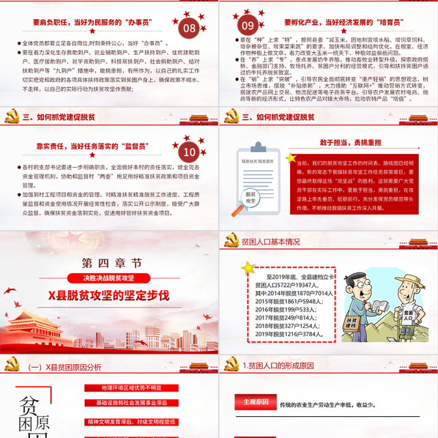 2021抓党建促脱贫决胜决战脱贫攻坚战PPT专题党课课件模板