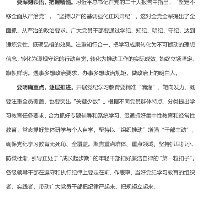 精美简洁严实标准推进党纪学习教育微党课PPT下载(讲稿)