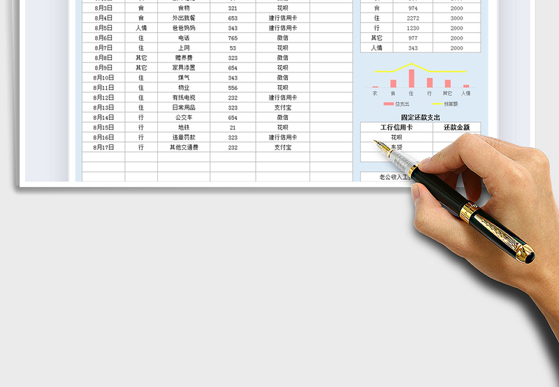 2021年每月家庭记账表