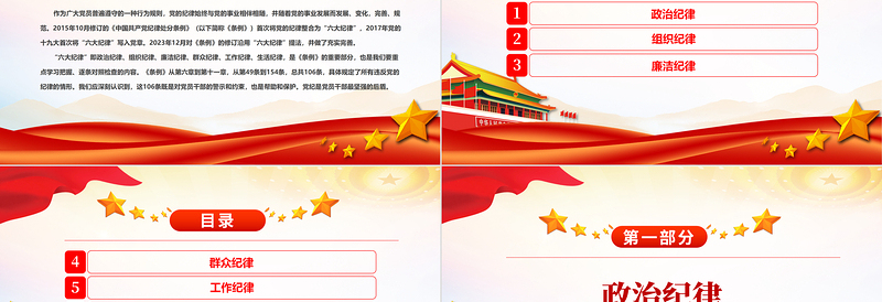 2024恪守六大纪律筑牢思想根基红色精美党员干部增强定力涵养正气微党课