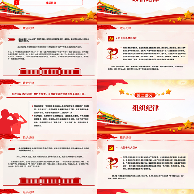 2024恪守六大纪律筑牢思想根基红色精美党员干部增强定力涵养正气微党课