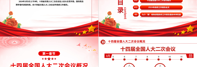 2024年政府工作报告全文解读PPT精美党政风聚焦两会关注民生PPT课件