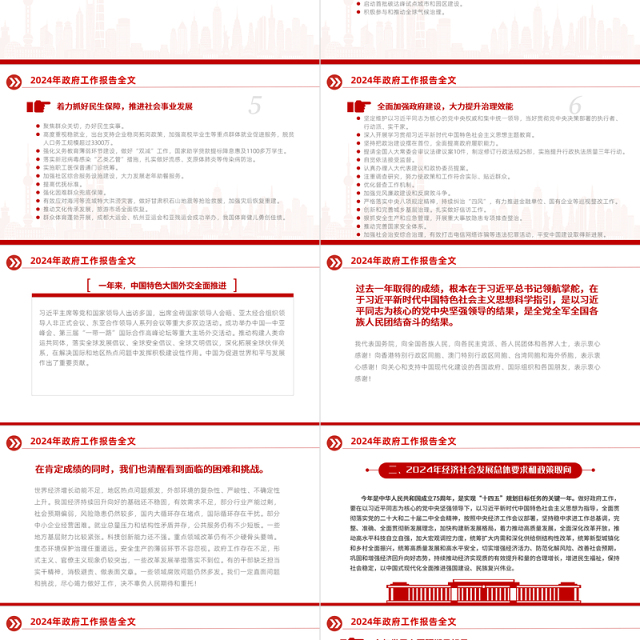 2024年政府工作报告全文解读PPT精美党政风聚焦两会关注民生PPT课件