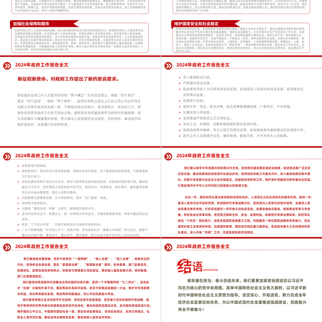 2024年政府工作报告全文解读PPT精美党政风聚焦两会关注民生PPT课件