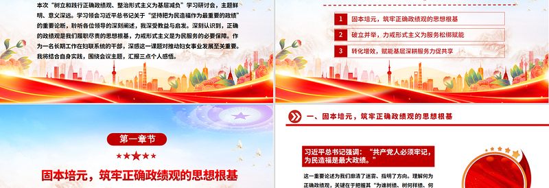 简洁风树立正确政绩观深化基层减负PPT发言汇报模板