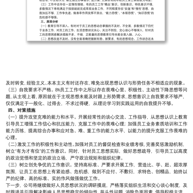 员工思想动态调查报告