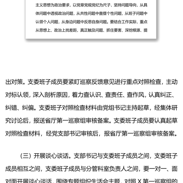 巡察整改专题组织生活会实施方案