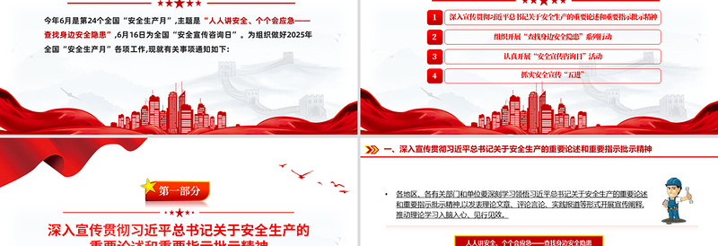 精美简洁2025年全国安全生产月人人讲安全个个会应急查找身边安全隐患PPT课件