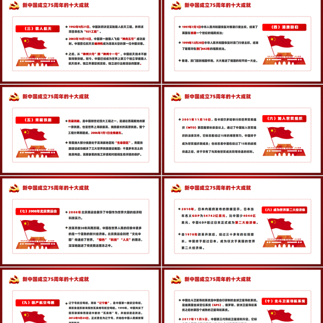 喜迎国庆庆祝建国75周年PPT红色精美党课课件