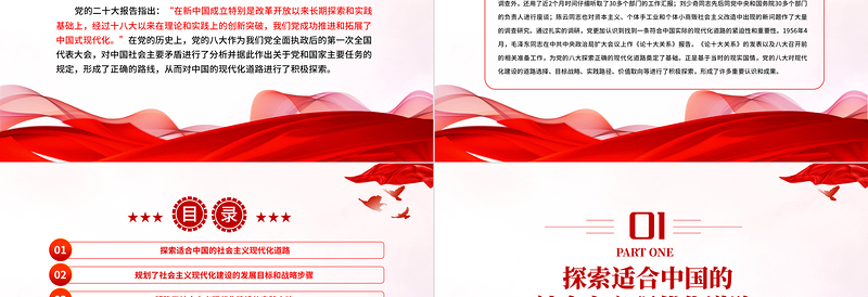 党的八大PPT大气简洁中国的现代化道路积极探索党史课件