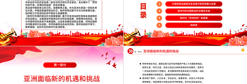 新时代中国的周边政策展望PPT精美时尚共同构建周边命运共同体外交课件模板