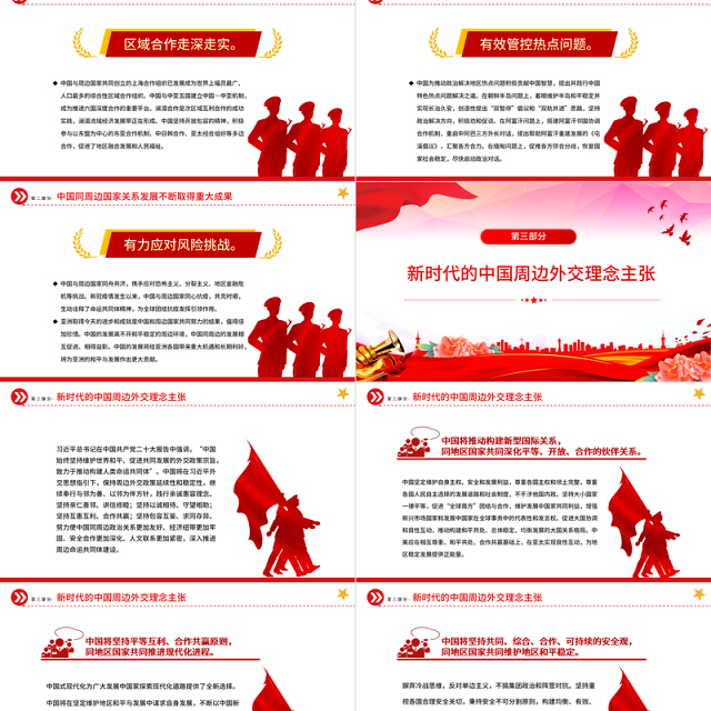 新时代中国的周边政策展望PPT精美时尚共同构建周边命运共同体外交课件模板