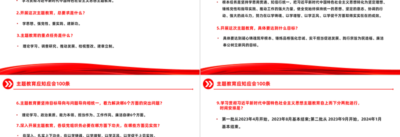 主题教育知识点100条PPT党政风主题教育应知应会基础知识党课下载