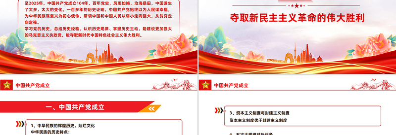 建党104周年PPT红色简洁党的百年光辉历程和历史经验课件