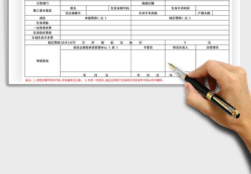 2021年职工生育保险费用申报表