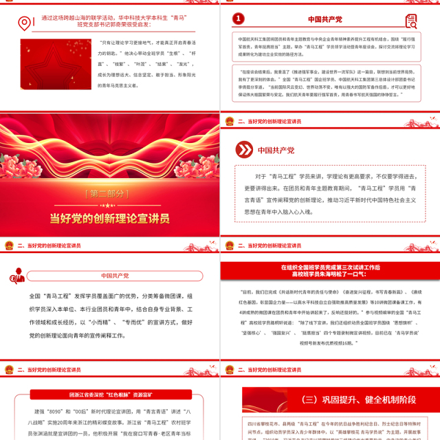 坚持深学实做激励挺膺担当PPT红色时尚青马工程学员积极参加团员和青年主题教育专题团课