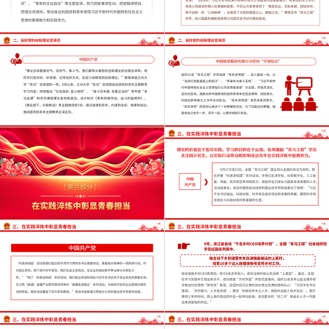 坚持深学实做激励挺膺担当PPT红色时尚青马工程学员积极参加团员和青年主题教育专题团课