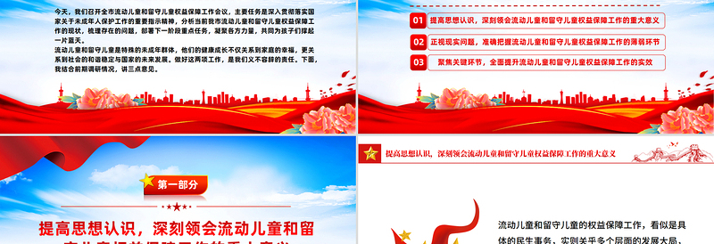 精美实用在全市流动儿童和留守儿童权益保障工作会议上的讲话PPT模板