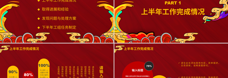创意国潮风格工作总结PPT模板