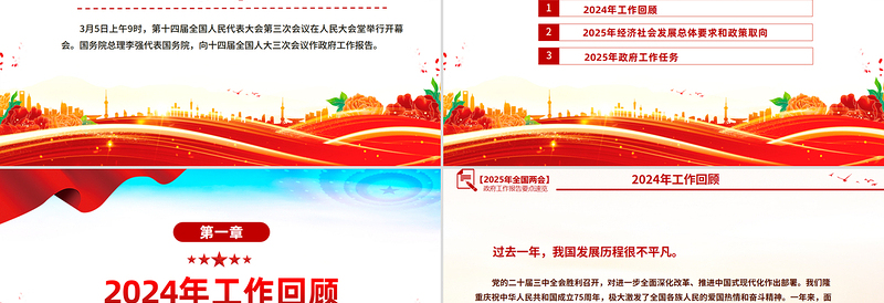 党政风2025政府工作报告要点速览PPT学习全国两会精神党课