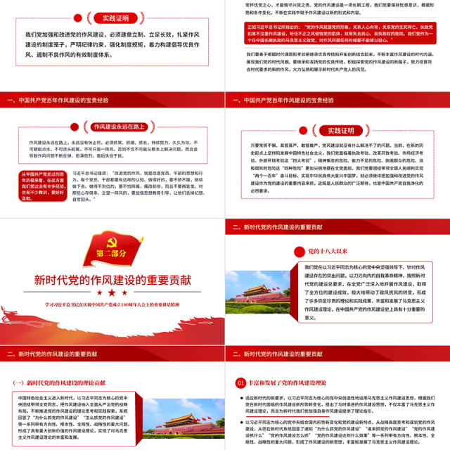 2021中国共产党百年作风建设宝贵经验与新时代作风建设重要贡献PPT红色党员干部党风廉政建设党课课件下载