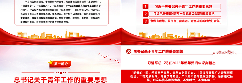 挺膺担当PPT红色简洁团员和青年主题教育第四专题团支部学习指引团课