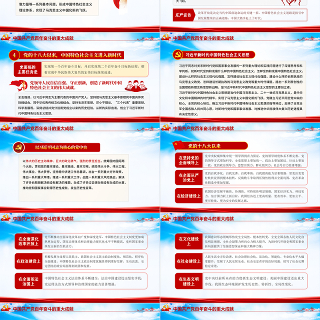 全面总结学习党的百年奋斗重大成就和历史经验PPT简洁风十九届六中全会公报内容介绍党课课件